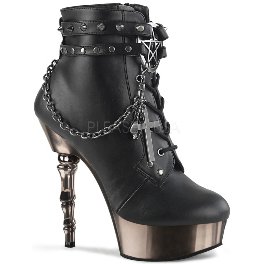 Charmed Gothic Buckle Platform Boots with Spinal Column Heel