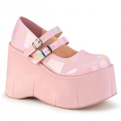 Kera Pink Hologram Mary Jane Double Strap Pump