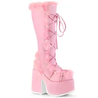 Pink Faux Fur Camel-311 Platform Knee Boot