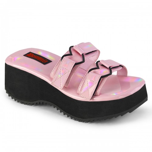 Flip Heart Charm Pink Platform Sandal