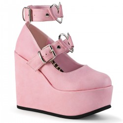 Poison Heart Pink Gothic Wedge Mary Jane
