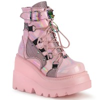 Pink Wedge Heel Shaker Ankle Boots