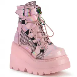Pink Wedge Heel Shaker Ankle Boots