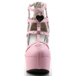 Heart Charm Poison Pink Cage Wedge Gothic Shoes