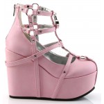 Heart Charm Poison Pink Cage Wedge Gothic Shoes