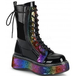 Emily Rainbow Hearts Platform Mid-Calf Boots