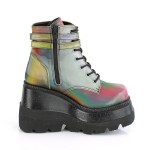 Rainbow Reflective Wedge Heel Womens Ankle Boots