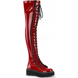 Emily Red Patent Thigh High Gothic Platform Boots