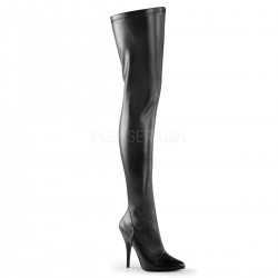 Seduce Black Faux Leather High Heel Thigh High Boots