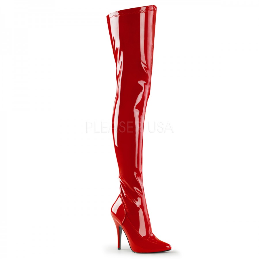 Seduce Red High Heel Thigh High Boots - Pretty Women in Red