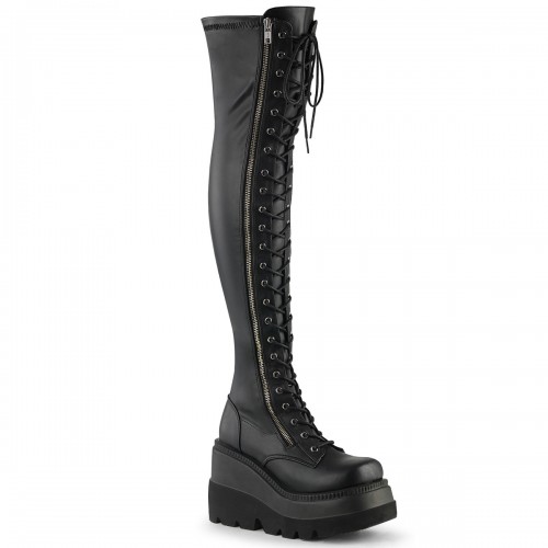 Shaker Black Womens Thigh High Gothic Platform Boots