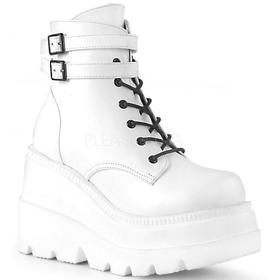 white wedge heel boots