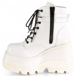 Shaker 52 White Stacked Wedge Ankle Boots