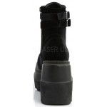 Shaker 52 Black Velvet Stacked Wedge Ankle Boots