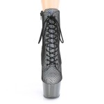 Adore Silver Hologram Fishnet Ankle Boots