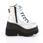 Silver Reflective Wedge Heel Womens Ankle Boots