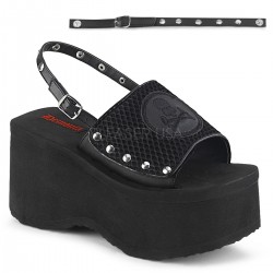 Skull and Crossbone Black Platform Convertible Mule