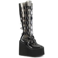 Swing Transparent Black Womens Platform Boots