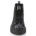 Spiderweb Black Canvas High Top Sneaker