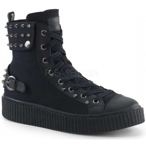 Studded Black Canvas High Top Sneaker