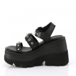 Shaker Black Wedge Platform Sandal