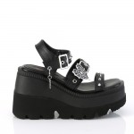 Shaker Black Wedge Platform Sandal