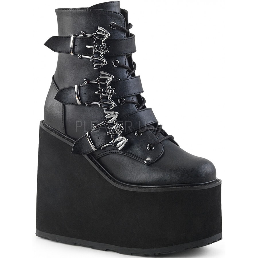 Bat Buckled Swing 103 Wedge Platform Ankle Boot