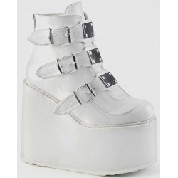 White Swing 105 Platform Wedge Ankle Boots