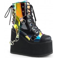 Hologram Bondage Strap Black Gothic Ankle Boots