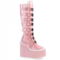 Swing Transparent Pink Womens Platform Boots