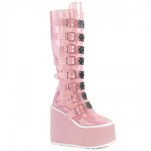 Swing Transparent Pink Womens Platform Boots