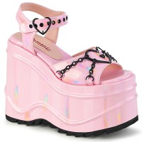 Wave Platform Pink Heart Buckled Platform Sandal