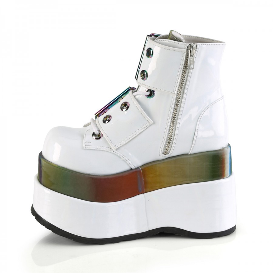 Bear White Rainbow Platform Ankle Boots - Gothic Platform Boot