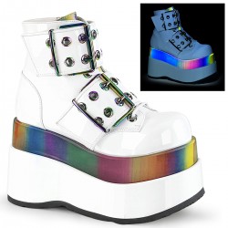 Bear White Rainbow Platform Ankle Boots