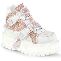Slacker White Glitter Womens Ankle Boots