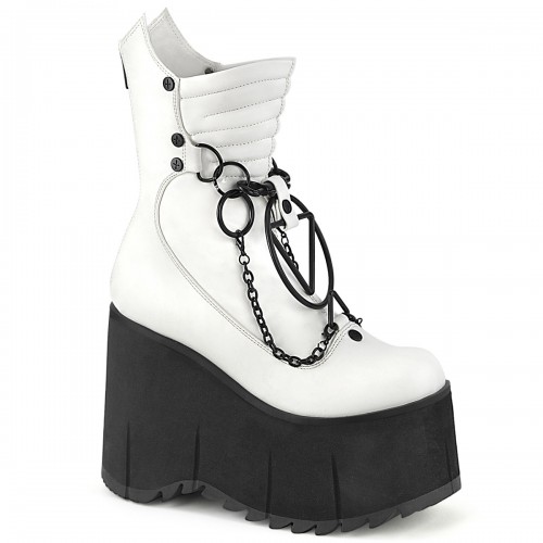Kera White Quilted Platform Ankle Boots