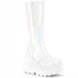White Hologram Shaker-65 Womens Knee Boots