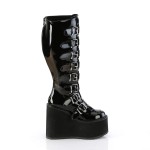 Swing Wide Calf Black Patent Platform Knee Boot