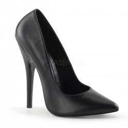 Black Leather 6 Inch Domina High Heel Pump