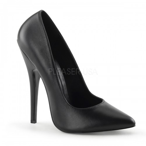 Black Leather 6 Inch Domina High Heel Pump