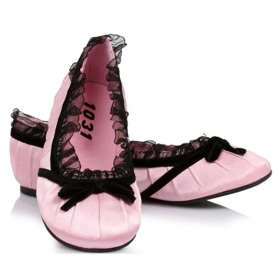 pink satin ballet flats