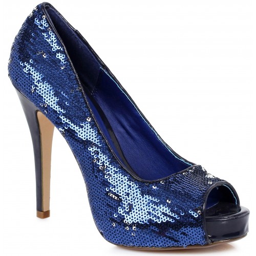 Royal Blue Flamingo Sequin Peep Toe Pumps