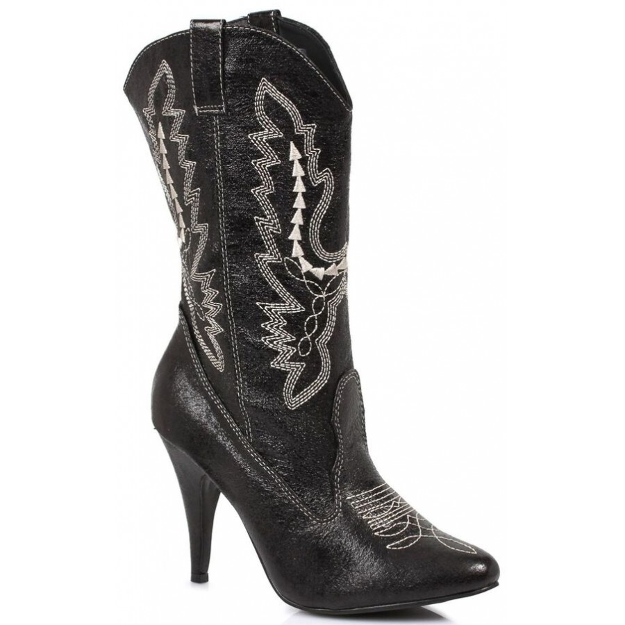 Murmuring floating Reviewer Black Scrolled Cowgirl Boots with 4 Inch Heel
