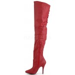 Legend Red Lace up Back Leather Thigh High Boots