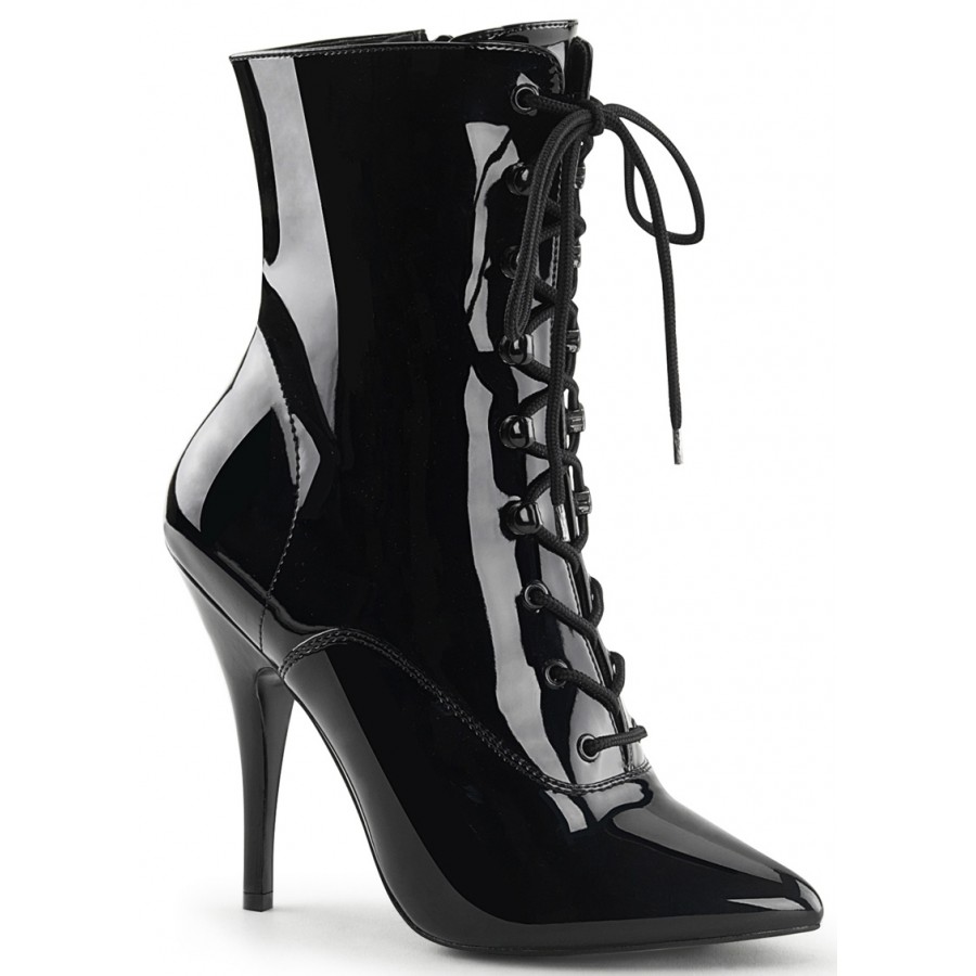 black patent stiletto ankle boots