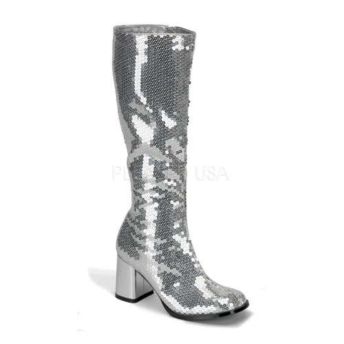 Spectacular Silver Sequin Covered Gogo Boots