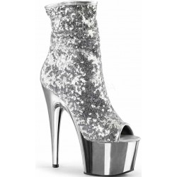 Silver Sequin Adore Platform Ankle Boots