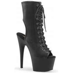 Black Faux Leather Adore Platform Ankle Boots