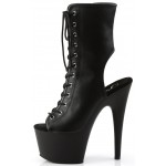 Black Faux Leather Adore Platform Ankle Boots