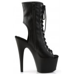 Black Faux Leather Adore Platform Ankle Boots